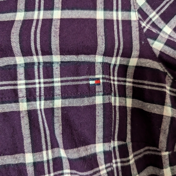 (Bundle 2 for $15) EUC Tommy Hilfiger Purple Plaid Button-up Shirt - Picture 5 of 7